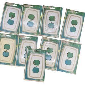 ✨ Vintage Light Touch White Gold Greek Key Outlet Covers Lot 8 Retro NOS Plates